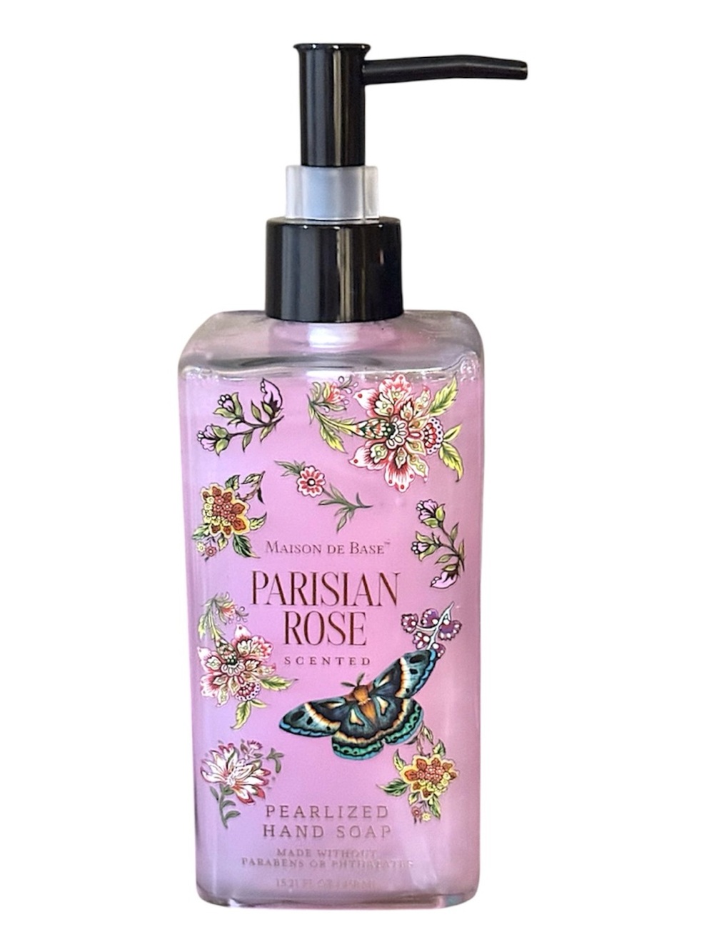 Maison de Base Parisian Rose Pearlized Hand Soap Glass Bottle 15.21 Fl Oz New